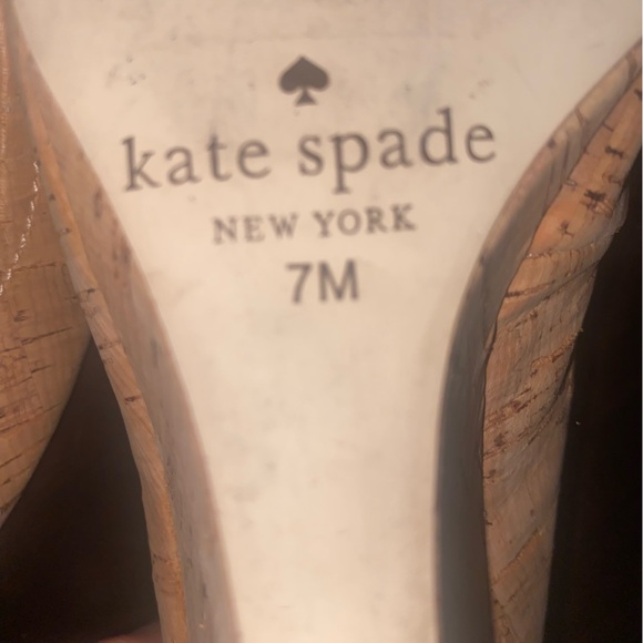 Kate Spade Halle Too Wedges Cork Tan Size 7 Business Office Party Heels - Picture 9 of 9